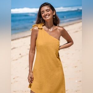 Cupshe Yellow One-Shoulder Dress